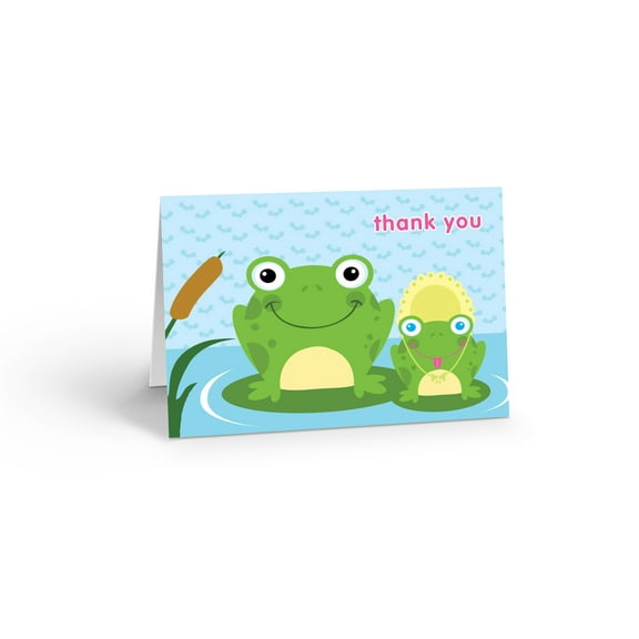 Adorabel Frog Family Thank You Note Card - 10 Cards and Envelopes  - B14066