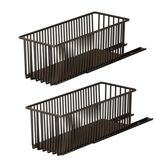Heavy Duty Pull Out Wire Storage Baskets for Kitchen Cabinets – Carbon Steel Slide-Out Drawers – Undershelf Pantry & Bathroom Organizer – Easy Install – 152x412x162mm – 2-Pack – 2pcs pull-out basket