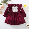 thumbnail image 2 of Fesfesfes Toddler Girls Velvet Red Dress Long Sleeve Princess Dress Christmas Birthday Party Dresses for Little Girls Fall Winter Dress, 2 of 9
