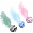 thumbnail image 1 of Juguetes para gatos, bola de textura de cielo estrellado, bola de espuma de material EVA, juguete interactivo para masticar con pluma, juguetes interactivos para gatos, juguete para lanzar, 3 piezas, 1 of 5