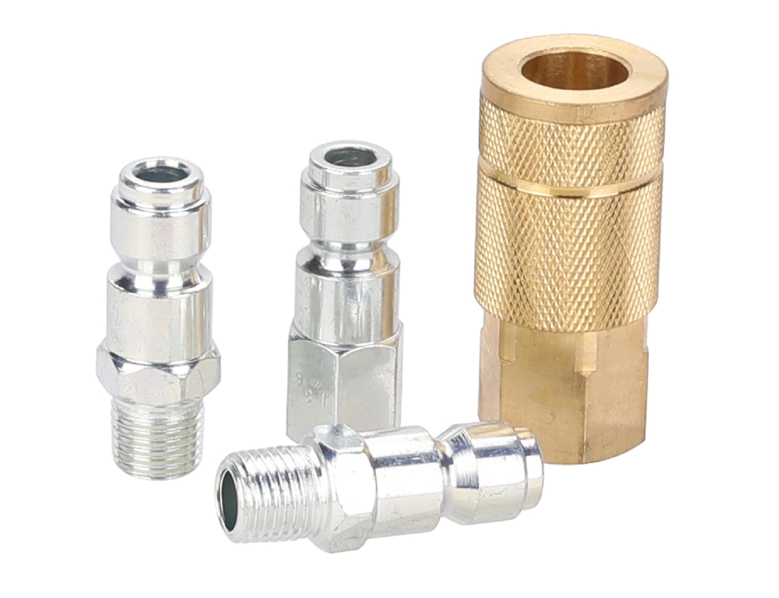 Hyper Tough 4-Piece 3/8-In Quick Coupler & Plug Set, Automotive Type, 3/8 Inch NPT Male & Female Threads Size, Brass & Steel material,
