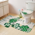 thumbnail image 5 of St. Patricks Day Bathroom Rug Sets 3 Piece, Non Slip Bath Mat, Green Shamrocks Leaf Polka Dots Beige Absorbent Floor Mats Bath Rugs with U-Shaped Contour Rug Toilet Lid Cover Bathroom Decor Small, 5 of 8