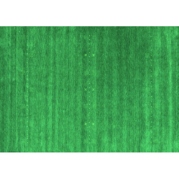Ahgly Company Indoor Rectangle Abstract Green Contemporary Area Rugs, 2' x 5'