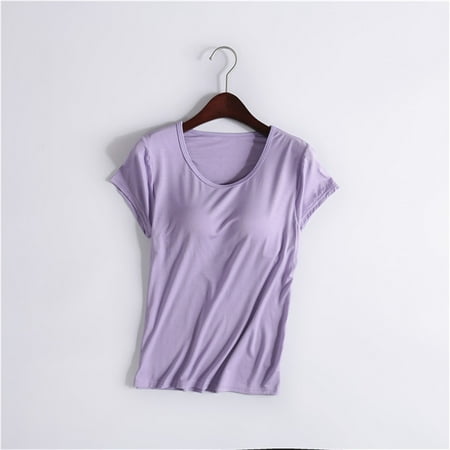 Purple Women s Tanks  Yoga Gym Tops Workout Tank Tops Strap Padded Undershirts Cotton Camisole Vest Top Seamless Sleeping Vest Bra Top Women s Tanks & Camis 3XL
