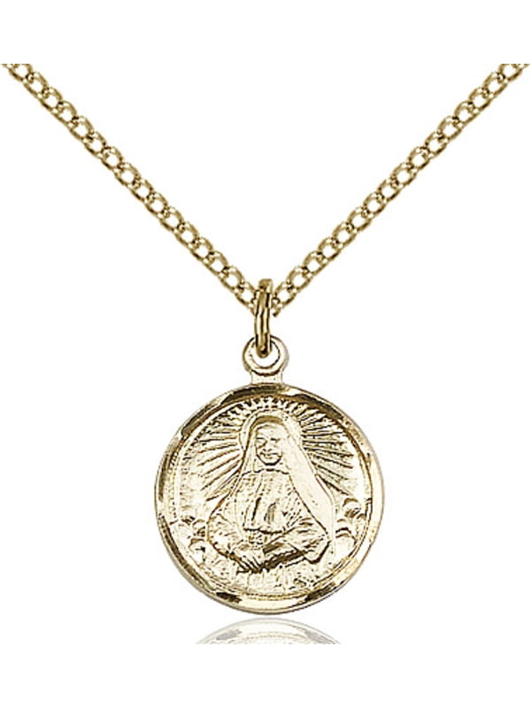 Bonyak Jewelry Saint Medal Collection Gold Filled Fish/Cross Pendant 3/4 x 1/4 inches with Gold Filled Lite Curb Chain 