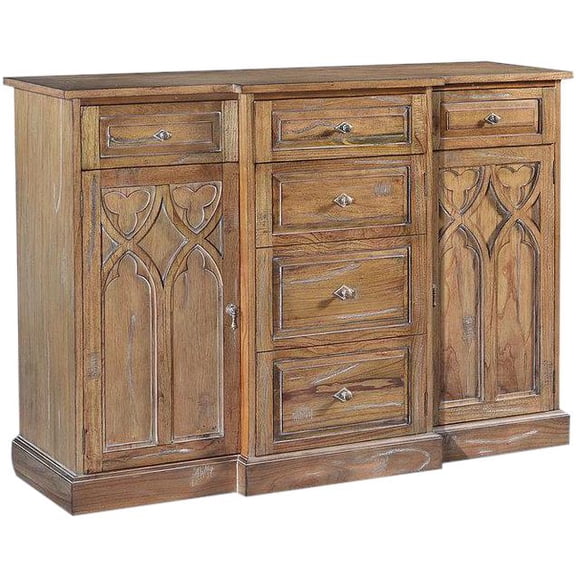 Gothic Style St. Croix Console Cabinet with Beachwood Finish