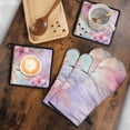 thumbnail image 5 of Delicate Floral Watercolor Pattern Kitchen Oven Mitt and Pot Holder Sets 2 Pcs for Baking, Cooking and Grilling, Heat Resistant Up To 392 °F, 5 of 7