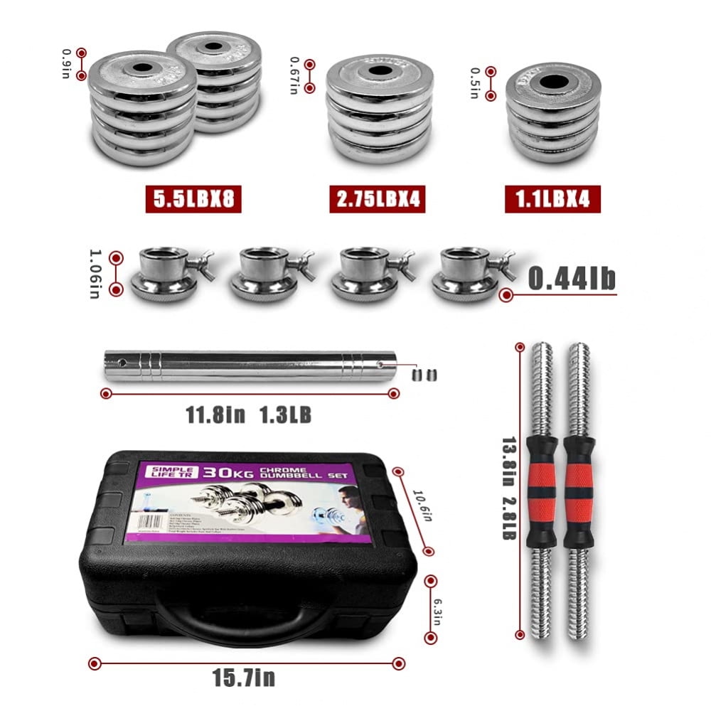 Riwcyla 44LB Adjustable Dumbbell Barbell 3-in-1 Weight Set with Connecting Rod for Home Gym