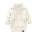 thumbnail image 4 of Hxshgdsn Childrens Turtleneck Cable Knit Sweaters Ribbed Long Sleeve Pullover Thick Warm Winter Tops White 6 Years, 4 of 6