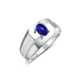 thumbnail image 2 of RYLOS Men's Rings Sterling Silver Ring Classic Solitaire 7X5MM Oval Shape Gemstone Designer Band Lapis September Birthstone Rings For Men Size 9, 2 of 5