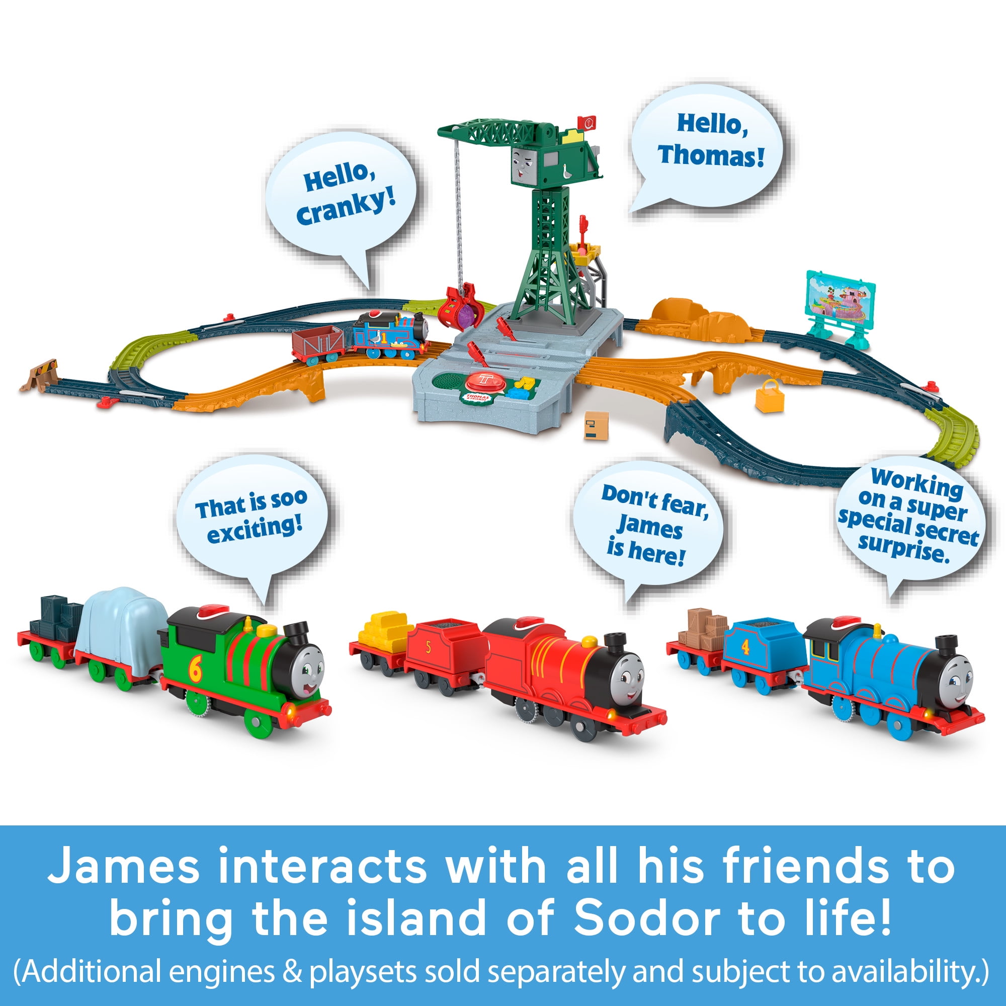 Thomas & Friends Talking James Toy Train Play Vehicle, Motorized Engine with Phrases & Sounds