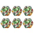 thumbnail image 2 of Pofeuu Vegan1 Print Leather Coasters Set of 6, Round Cups Mugs Mat Pad for Home Kitchen Heat Resistant Drink Coasters,Hexagon, 2 of 7