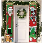 Jack Skellington Sally Banner Nightmare Before Christmas Decorations Porch Door Sign Welcome Banner Indoor Outdoor Wall Home Party Supplies$$Electronics Accessories