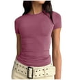 thumbnail image 2 of Liquidation d'Économies! BEFOKA T-Shirt pour Femmes Grande Taille, Hauts Blouse d'Été Décontractés pour Femmes, T-Shirt à Manches Courtes Uni à Col Rond Décontracté pour Femmes, 2 of 5