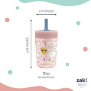 Zak Designs Capri Tumbler, Soft Straw Tumbler for Toddlers, 12oz, Leak-Proof, Easy to Hold, Sunshine and Rainbows