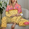 thumbnail image 4 of Goofa Pink Ice Cream Printed Women’s 2 Piece Pajama Set Super,Pajamas Women's Long Sleeve Sleepwear Soft Button Down Loungewear Pjs Lounge Set Nightwear-Small, 4 of 9