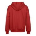thumbnail image 4 of Ecqkame Oversized Zip Up Hoodie for Women Fashion Women's Zipper V-Neck Pullover Tops Long Sleeve Hooded Blouse Sweatshirt Red XXL, 4 of 7