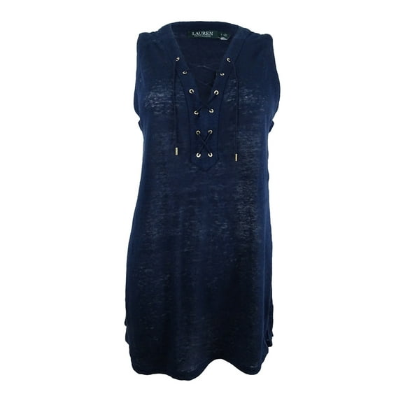 RALPH LAUREN Womens Navy Tie Sleeveless V Neck Top  Size: M
