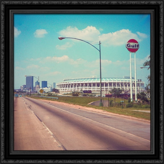 AtlantaFulton County Stadium 28x28 Large Black Ornate Wood Framed Canvas Art - Home of the Atlanta Braves