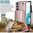 thumbnail image 6 of Crossbody Wallet Case for Samsung S23, RFID Blocking PU Leather Zipper Handbag Purse Flip Cover, Kickstand Case with Card Slots Holder Wrist Strap Lanyard for Samsung Galaxy S23, Rosegold, 6 of 12