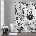 thumbnail image 5 of Vintage Flower Shower Curtain for Bathroom, Black Gray Flower Leaf Abstract Art Waterproof Cloth Fabric Bathroom Accessories Set with 12 Rust Proof Plastic Hooks, 66"x72", 5 of 9