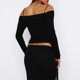 thumbnail image 5 of Top plisado Slim Fit Slash Neck Ladies Bodycon Top Color sólido Streetwear Outfit Hugtrwg Para estrenar, 5 of 7