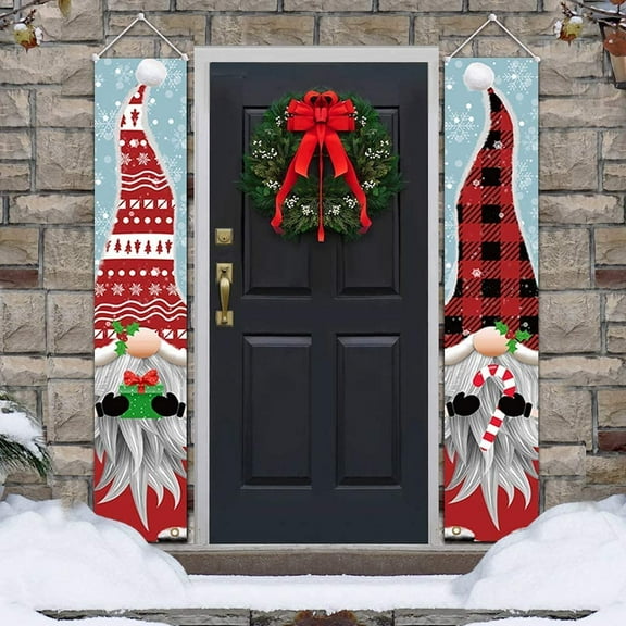 Dalrosia Christmas Decorations Porch Sign Banner, 2PCS Merry Christmas Door Decorations Hanging Banner Christmas Indoor Outdoor Welcome Front Door Banner for Christmas Holiday Door Decor