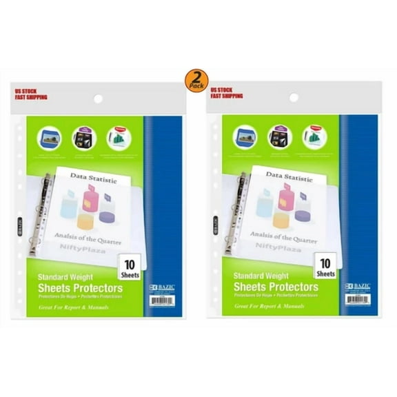2 Pack - Standard Weight Top Loading Sheet Protectors (10/Pack) - Protect Papers