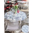 thumbnail image 5 of Outdoor Tablecloth with Umbrella Hole for Patio/Picnic/Party/Camping, Tropical Plants Waterproof Table Cloth Round Cover Washable, Summer Coastal Blue Plaid Palm Trees (Dia 54"), 5 of 8