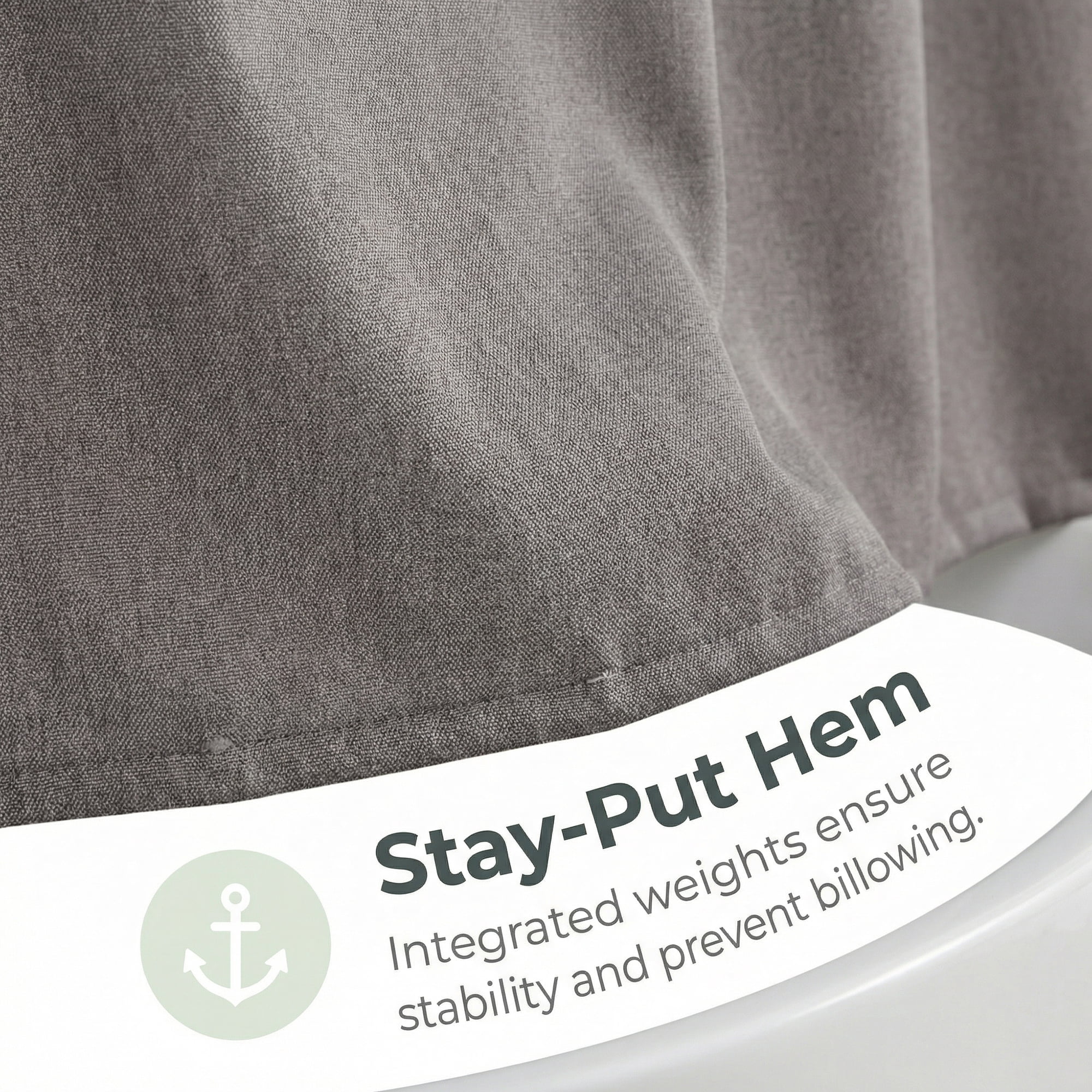 Unique Bargains Faux Linen Solid Bath Curtain Sets with Hooks Grey 71"W x 71"L