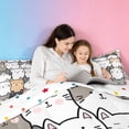 thumbnail image 5 of meiyoeat Cartoon Cute Cats 7-Piece King Bedding For Kids,Colorful Kawaii Kitten Print King Bed In A Bag For Girls,Reversible, 5 of 7