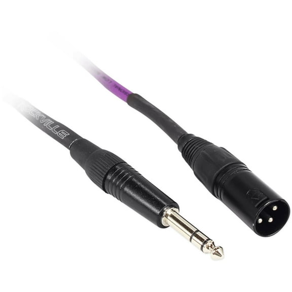 Rockville RCXMB20P 20' Male REAN XLR to 1/4'' TRS Cable Purple 100% Copper