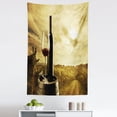 thumbnail image 1 of Wine Tapestry, Red Wine Bottle and Glass on Wooden Cask Dramatic Sky Agriculture, Fabric Wall Hanging Decor for Bedroom Living Room Dorm, 5 Sizes, Pale Coffee Green Black, by Ambesonne, 1 of 1