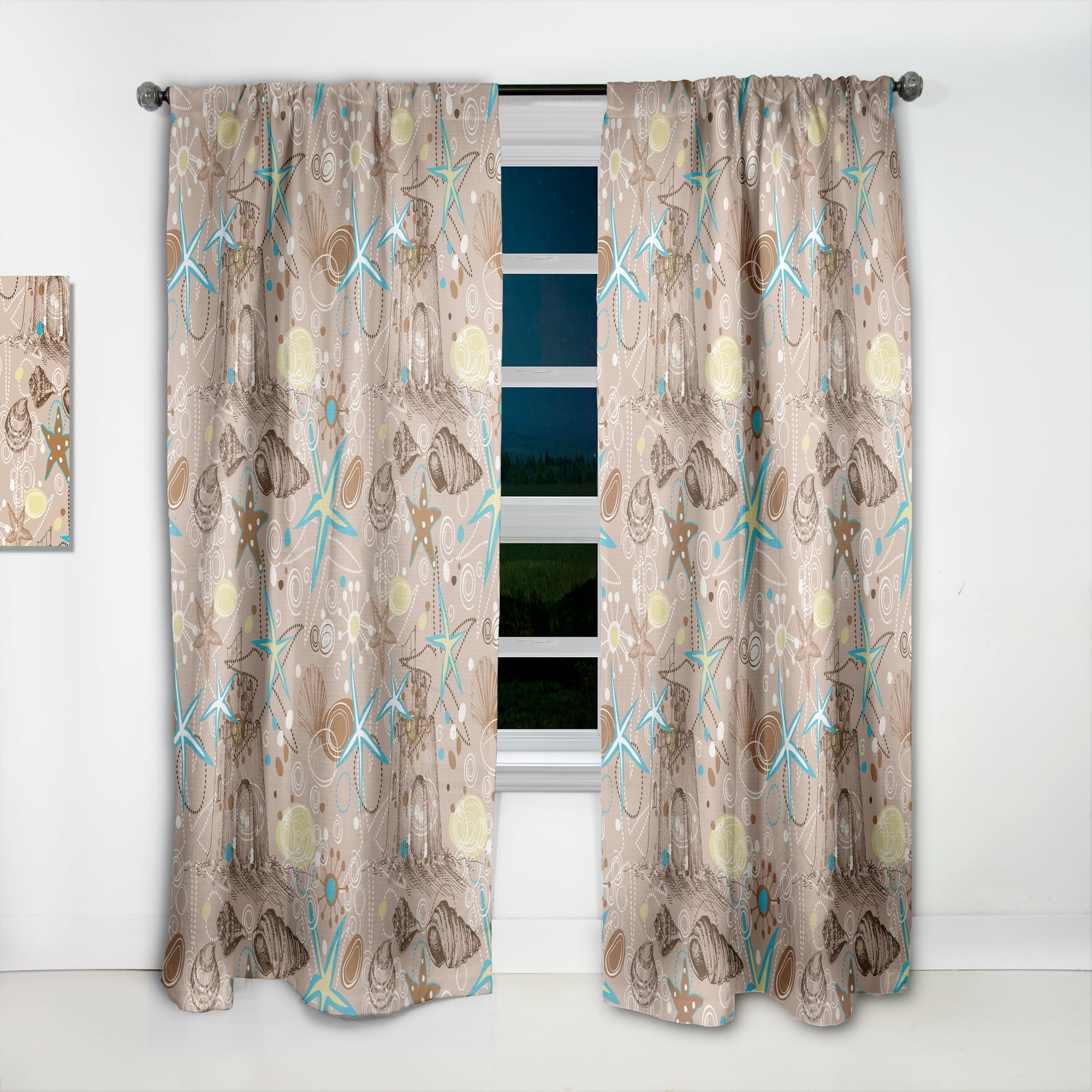 Designart 'Costal Life Form III' Coastal Curtain Panel