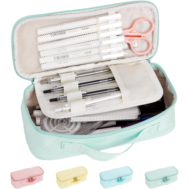 Estuche de gran capacidad para lápices, multifuncional, con compartimentos, para niñas y niños, para papelería, cosméticos, 2100 ml (negro).