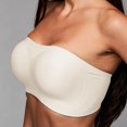 thumbnail image 5 of VISALY Strapless Push Up Bras for Women Push Up Bandeau Non-Slip Wireless No Underwire Seamless Padded Jelly Bra No Underwire Supportive Tube Top Seamless Braslettes Full Coverage Bras White S, 5 of 9