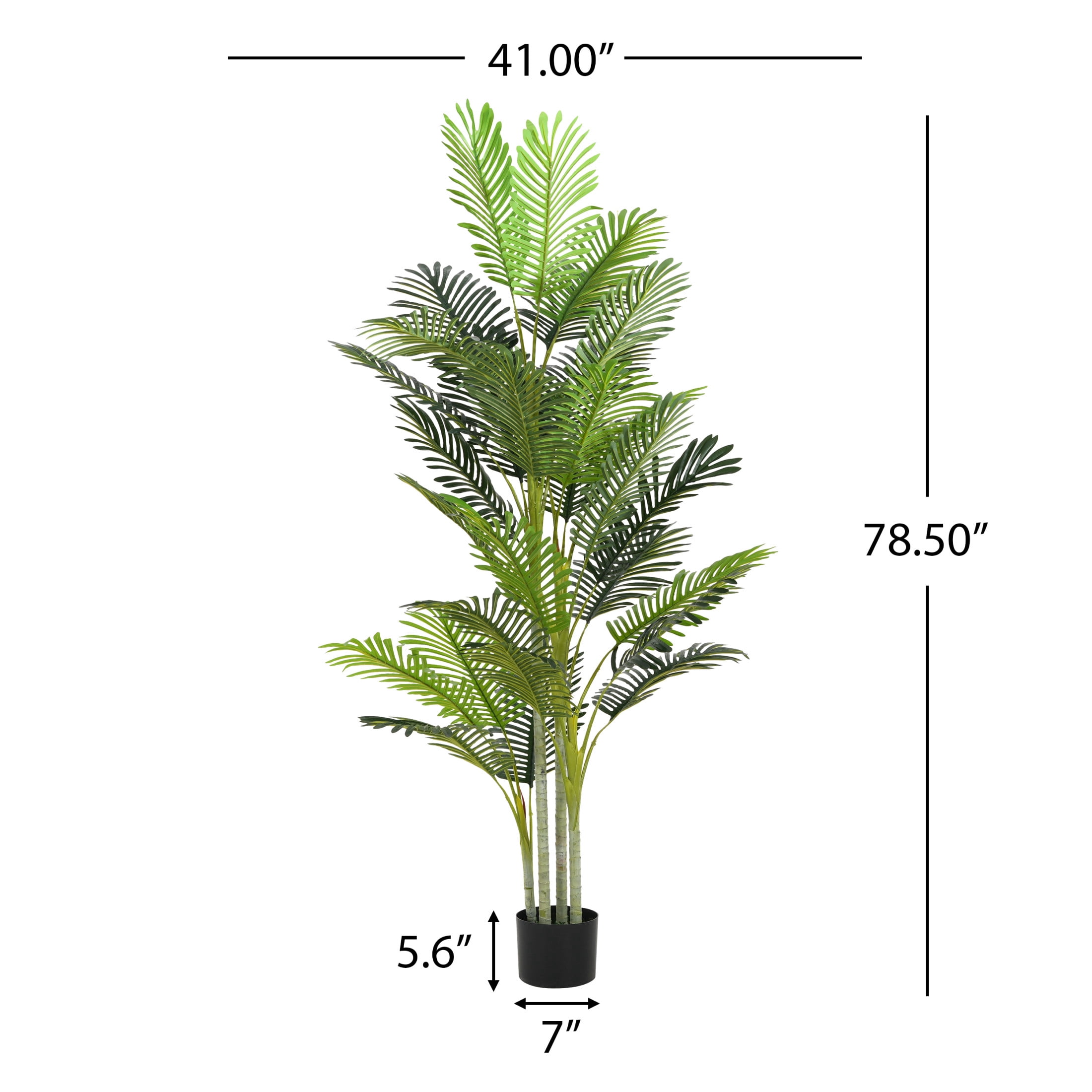 Christopher Knight Home 78.5" Artificial Palm Tree in Black Plastic Pot, Pre-Potted Faux Greenery Tree for Home Decor (Set of 2)