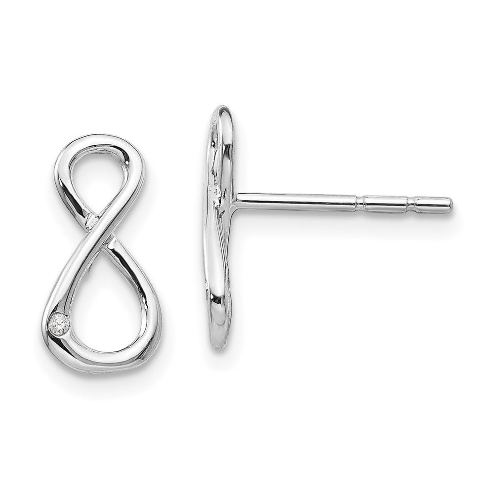Genuine Sterling Silver 925 Small Infinity Eternity Symbol Stud Post Earrings