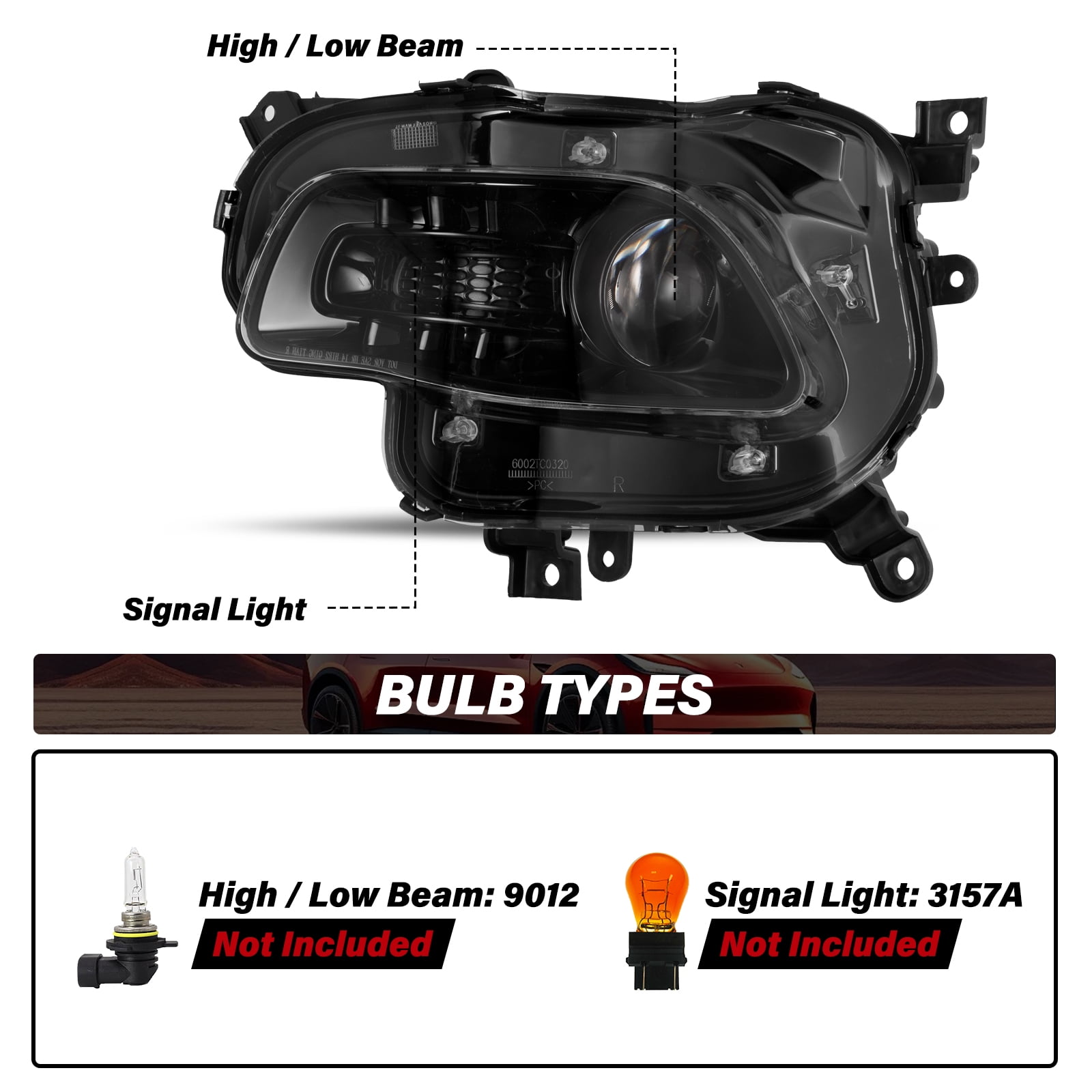 For Jeep Cherokee 2014-2018 Left Side Halogen Black Headlight Projector Headlamp