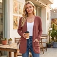 thumbnail image 6 of Womens Cardigan Lightweight Long Sleeve Knit Cardigan Sweaters Fall Casual Open Front Shirts Vermilion,M, 6 of 9