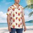 thumbnail image 3 of Balery Popcorn Camisas hawaianas de manga corta para hombre, camisas playeras de corte holgado, camisas de vacaciones con botones,Large, 3 of 7