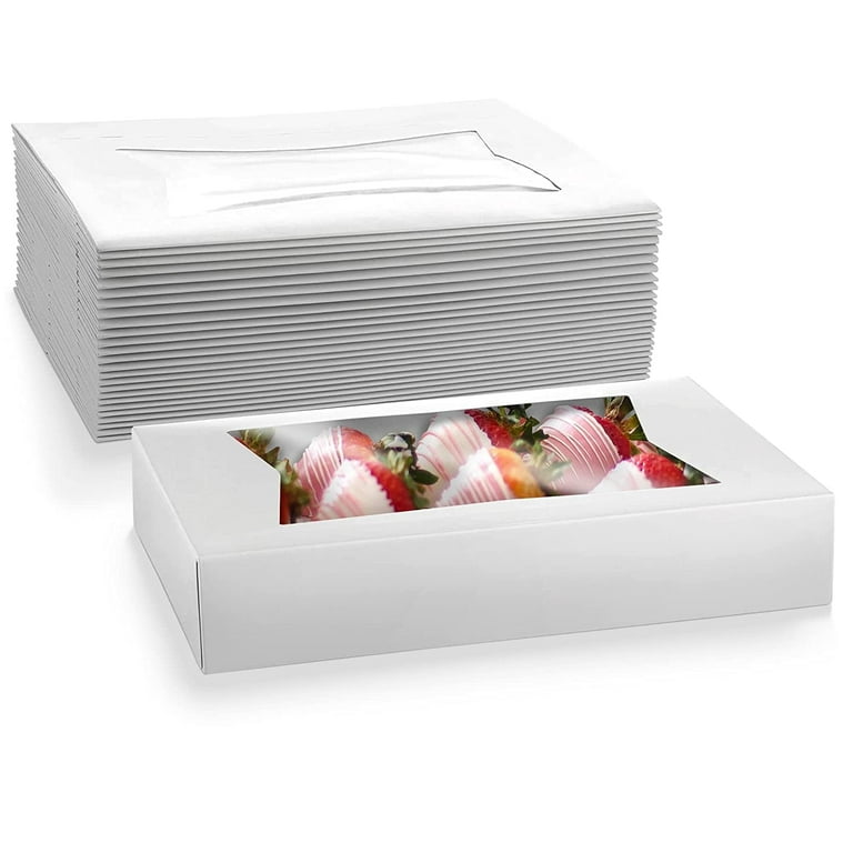 MT Products Auto-Popup White Treat Boxes - Clear Window