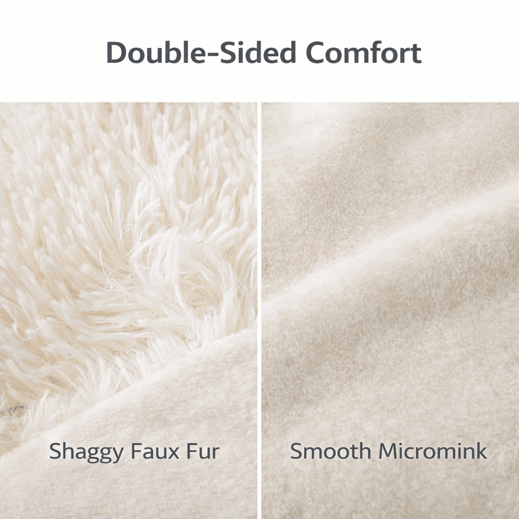 Reafort Luxury Long Hair Shaggy PV Fur Faux Fur Oversized Throw Blanket (Cream, 60"X70" Throw)