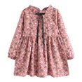 thumbnail image 2 of HOMADLES Dresses for Girls Casual A-Line Long Sleeve Floral Print Girls Crewneck Sundresses Layered Princess Dress Pink 3-4T, 2 of 8
