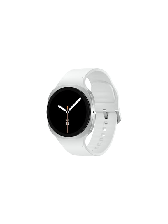 Open Box Samsung Galaxy Watch8 40mm LTE Smart Watch, Silver, White Band
