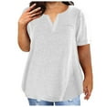 thumbnail image 1 of Fuwddey Plus Size Tops For Women Casual Tunic Tops V-Neck Basic Tee Loose Fit Blouse Summer Short Sleeve Pullover top, 1 of 4