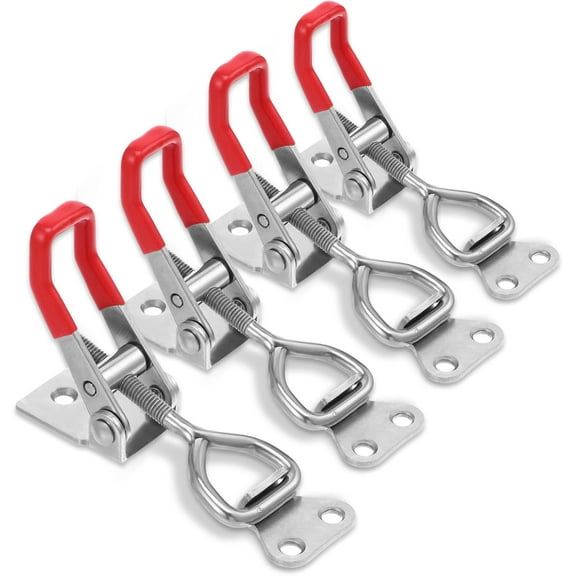 DEXIMRO 4 Pcs Toggle Latch Clamp , Adjustable 304 Stainless Steel Pull Hasp Latches, Quick Release Hand Tool Toggle Clamp for Smoker Lid Jig,Case Trunk,Door,220Lbs Holding Capacity