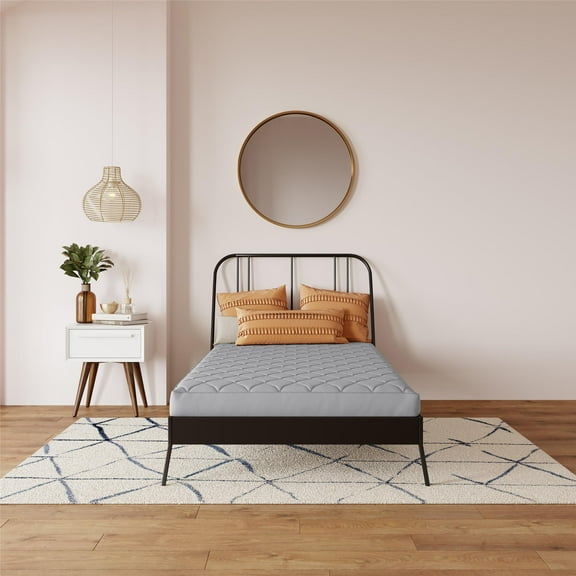 DHP Dana 6 Inch Quilted Twin Mattress with Removable Cover and Thermobonded Polyester Fill, Gray