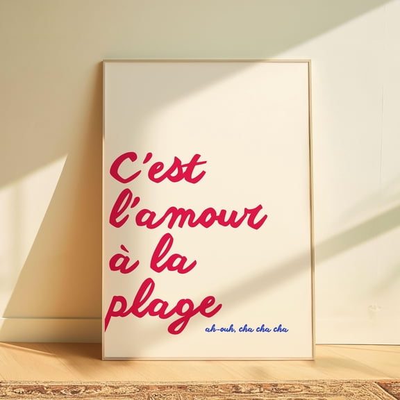 369 Prints it'S Love At The Beach French Wall Art Beach Decor Colorful Typography Print Summer Vibes Home Decoration Gift, Poster Only