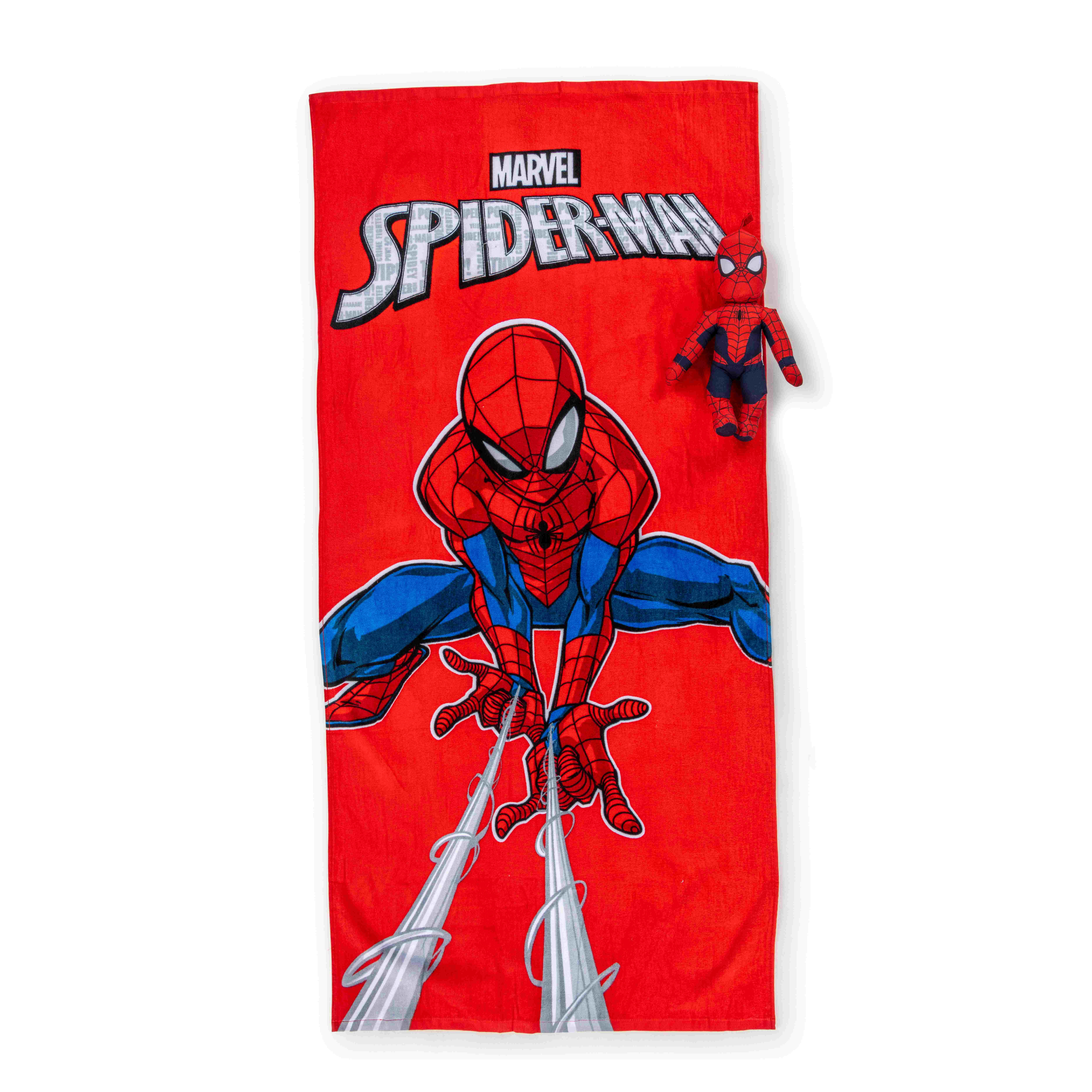 Spider-Man Kids 12" Polyester Beach Buddy and 28" x 58" Cotton Beach Towel Set, Red, Marvel